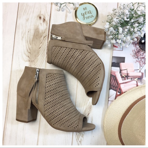 LAST FEW✨Taupe perforated zip up peep toe booties - Picture 3 of 4